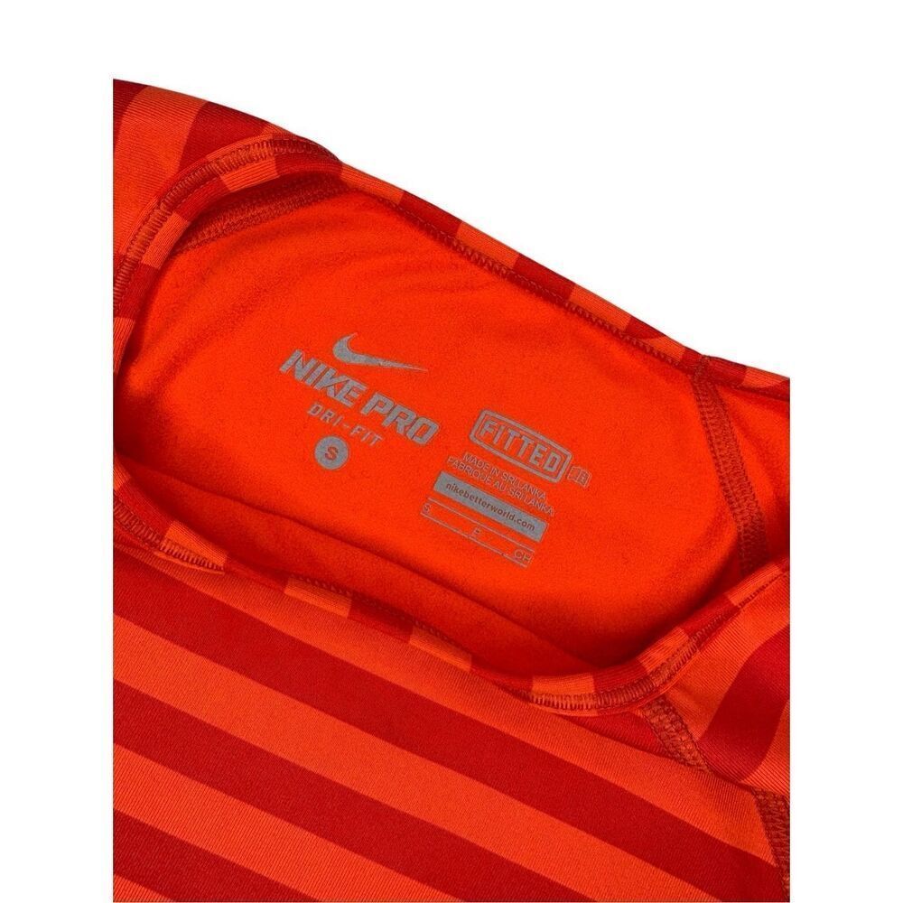 Nike Pro orange striped fitted long sleeve shirt - S - Picture 4 of 8